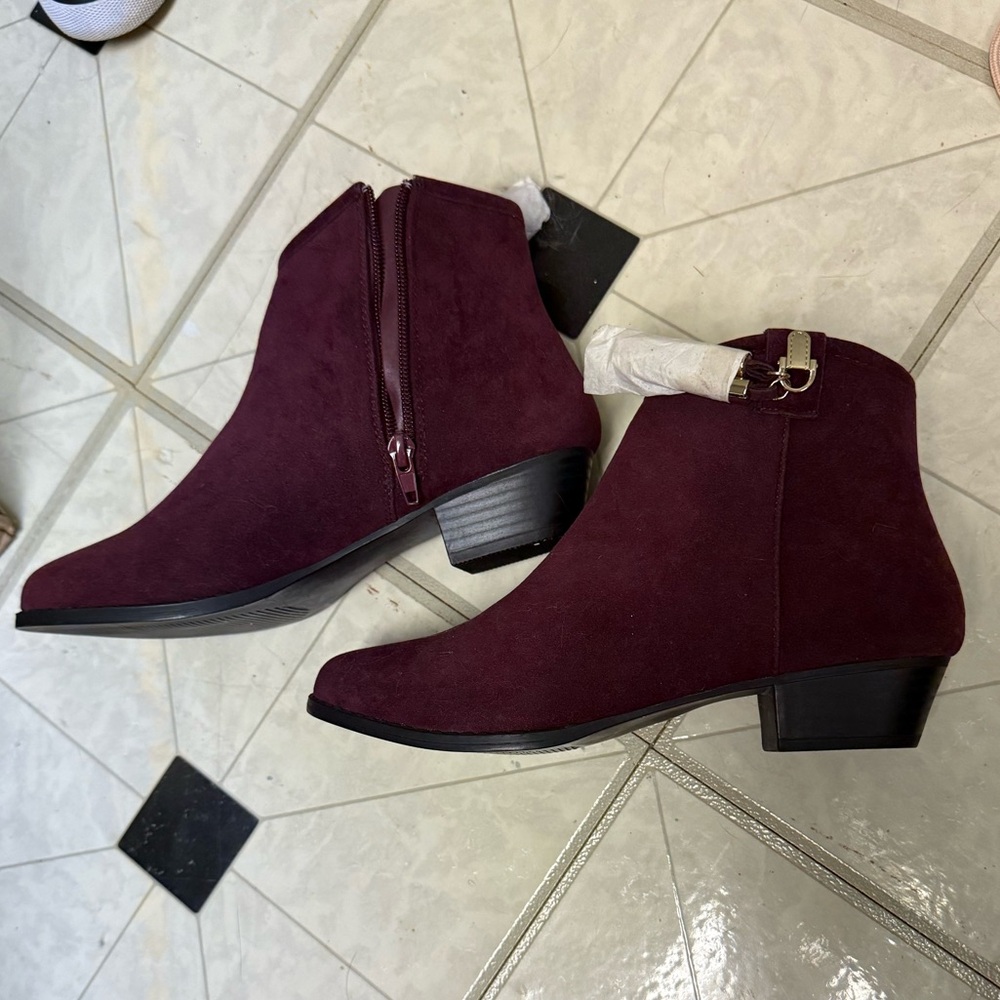 JustFab Burgundy Ankle Booties